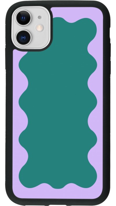 iPhone 11 Case Hülle - Silikon schwarz Wavy Rectangle Green Purple