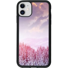 iPhone 11 Case Hülle - Silikon schwarz Winter 22 Pink Forest