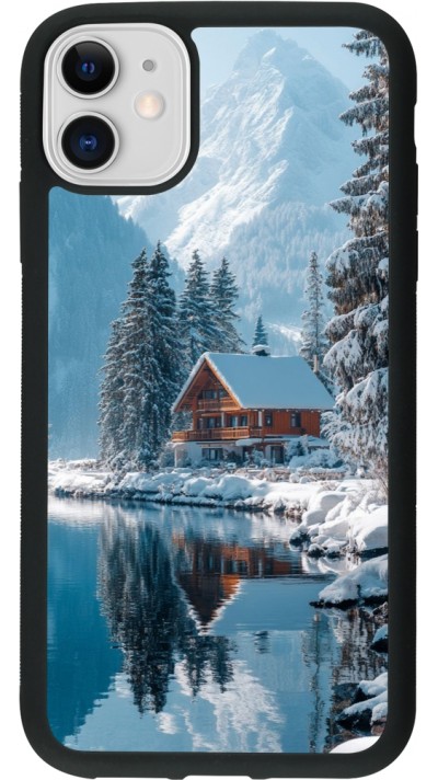 iPhone 11 Case Hülle - Silikon schwarz Winter 25 Winter house forest day