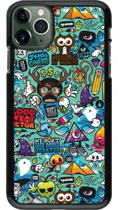 Coque iPhone 11 Pro Max - Mixed Cartoons Turquoise
