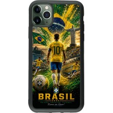 Coque iPhone 11 Pro Max - Silicone rigide noir Football Brésil splash 2026
