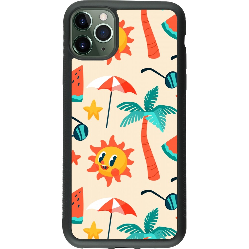 iPhone 11 Pro Max Case Hülle - Silikon schwarz Summer 2025 Pattern soleil