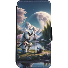 iPhone 11 Pro Max Case Hülle - Wallet schwarz Samurai Katana Mond