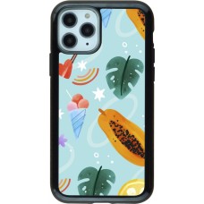 iPhone 11 Pro Case Hülle - Hybrid Armor schwarz Summer 2025 Pattern papaya