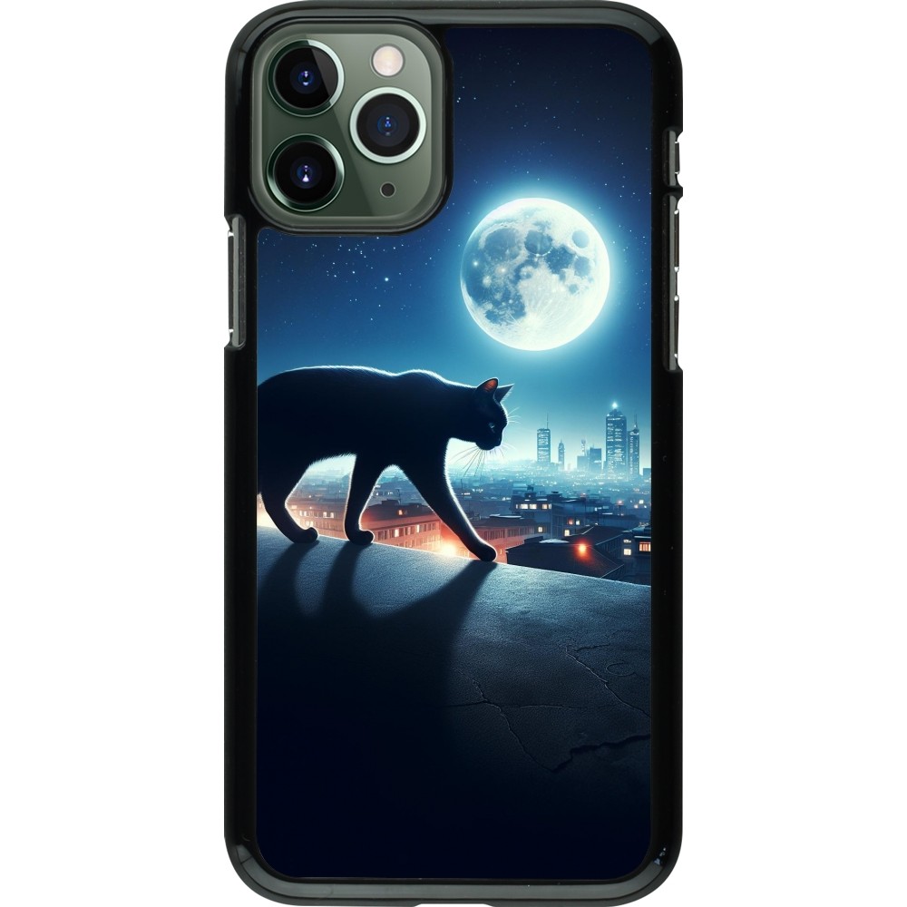 iPhone 11 Pro Case Hülle - Schwarze Katze unter dem Vollmond