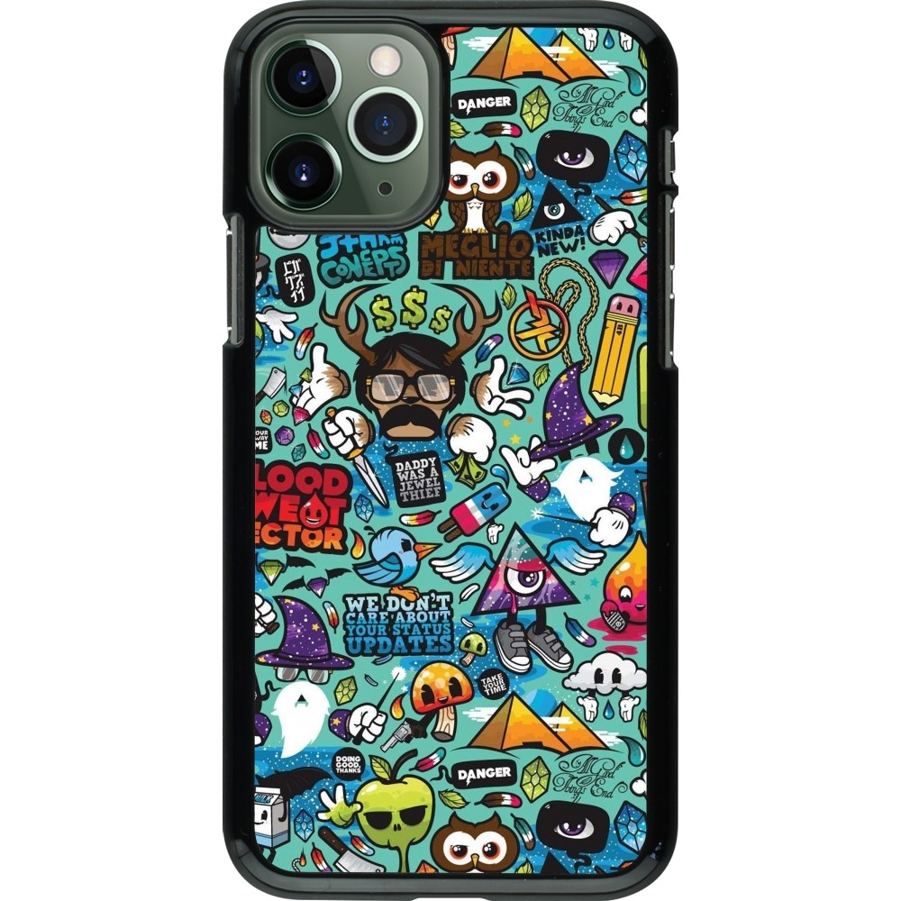 iPhone 11 Pro Case Hülle - Mixed Cartoons Turquoise