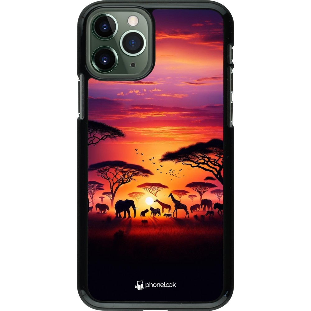iPhone 11 Pro Case Hülle - Safari Sonnenuntergang Wildtiere