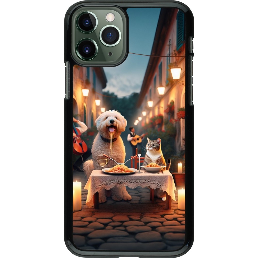 iPhone 11 Pro Case Hülle - Valentin 2024 Hund & Katze Kerzenlicht