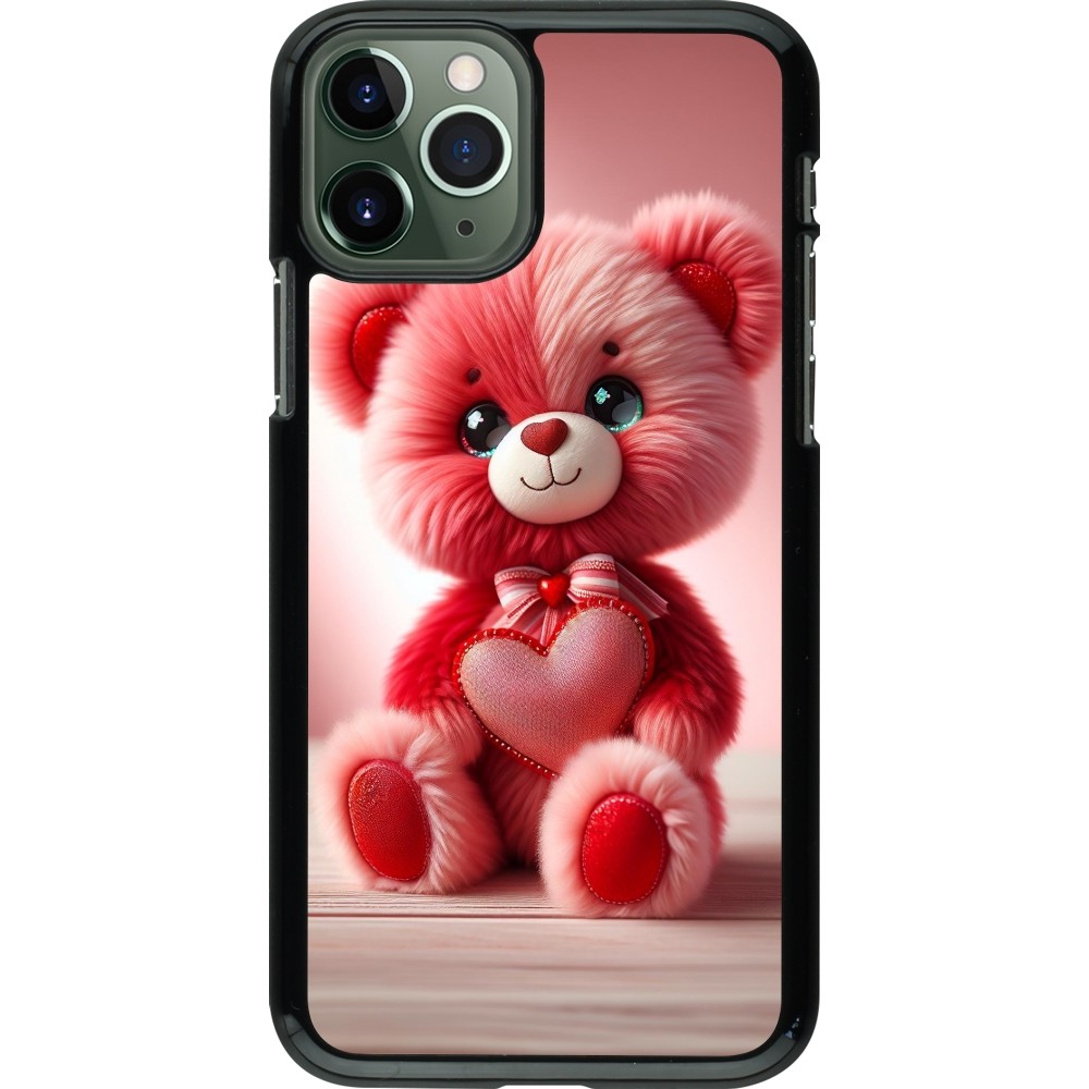 iPhone 11 Pro Case Hülle - Valentin 2024 Rosaroter Teddybär