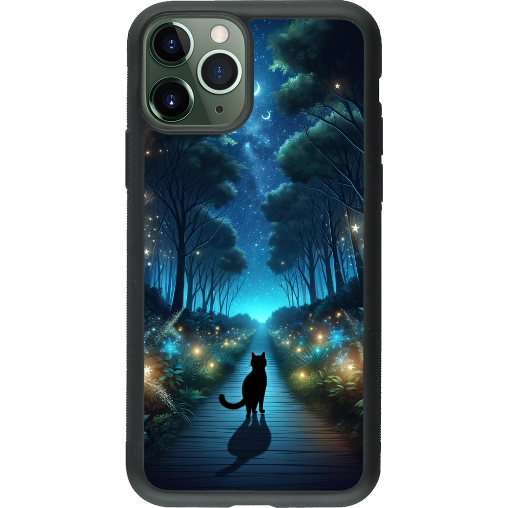 iPhone 11 Pro Case Hülle - Silikon schwarz Schwarze Katze Spaziergang