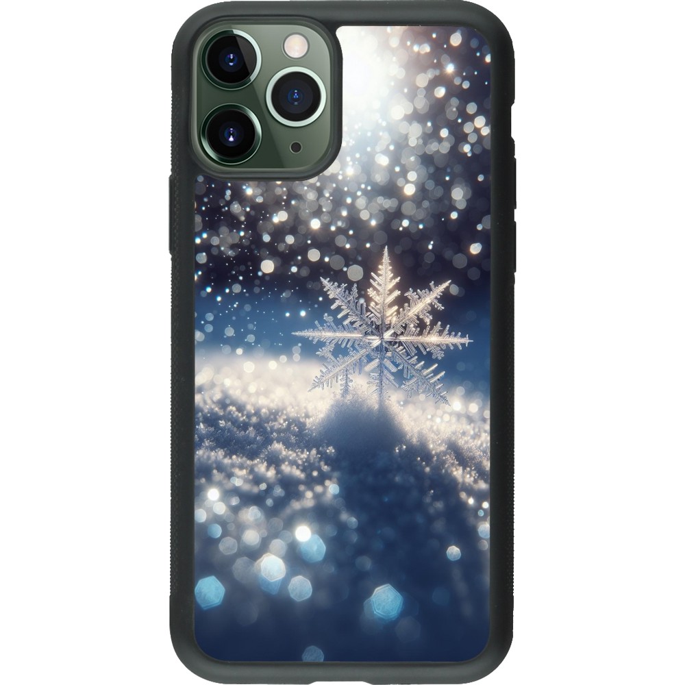 iPhone 11 Pro Case Hülle - Silikon schwarz Schneeflocke Solar Glanz