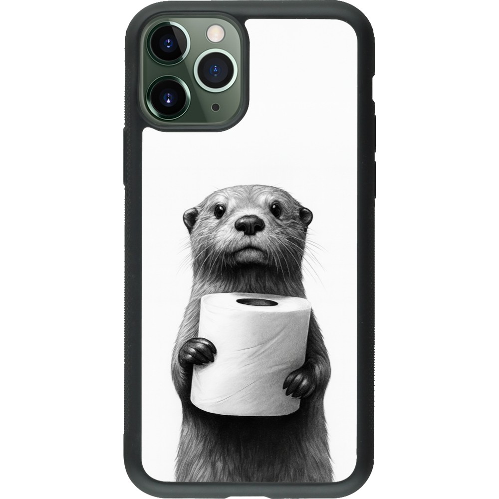 iPhone 11 Pro Case Hülle - Silikon schwarz Otter Toilettenpapier