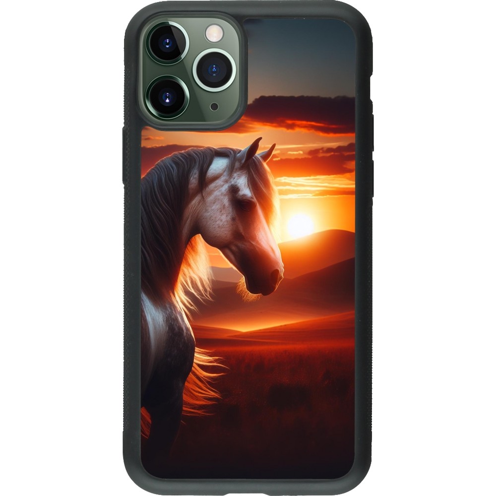 iPhone 11 Pro Case Hülle - Silikon schwarz Majestätischer Sonnenuntergang Pferd