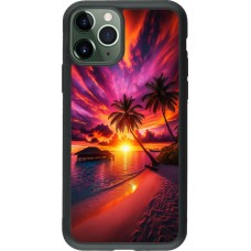 iPhone 11 Pro Case Hülle - Silikon schwarz Malediven Abenddämmerung Glückseligkeit