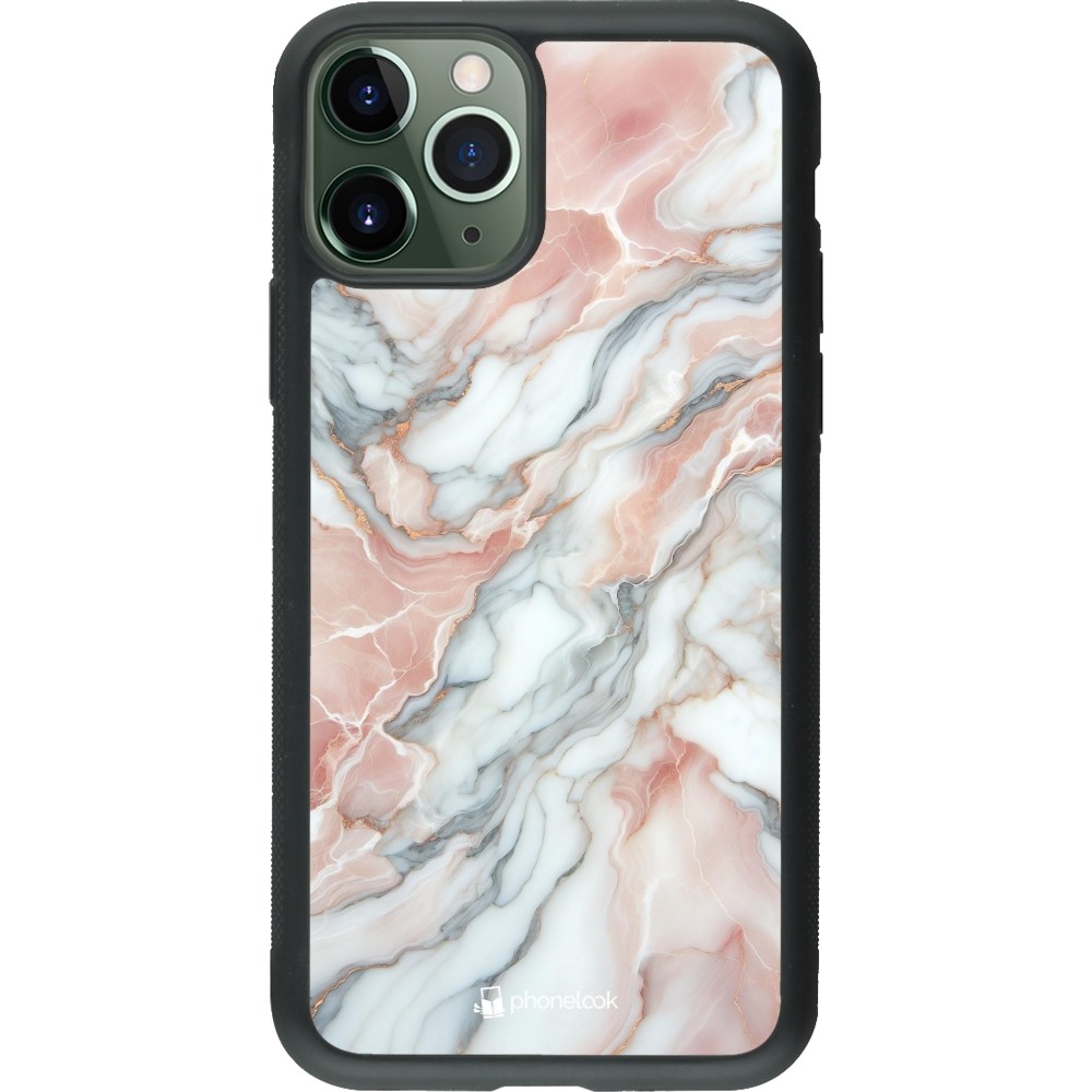 iPhone 11 Pro Case Hülle - Silikon schwarz Rosa Leuchtender Marmor