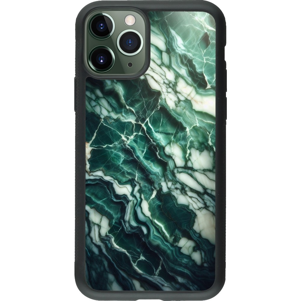 iPhone 11 Pro Case Hülle - Silikon schwarz Majestätischer grüner Marmor