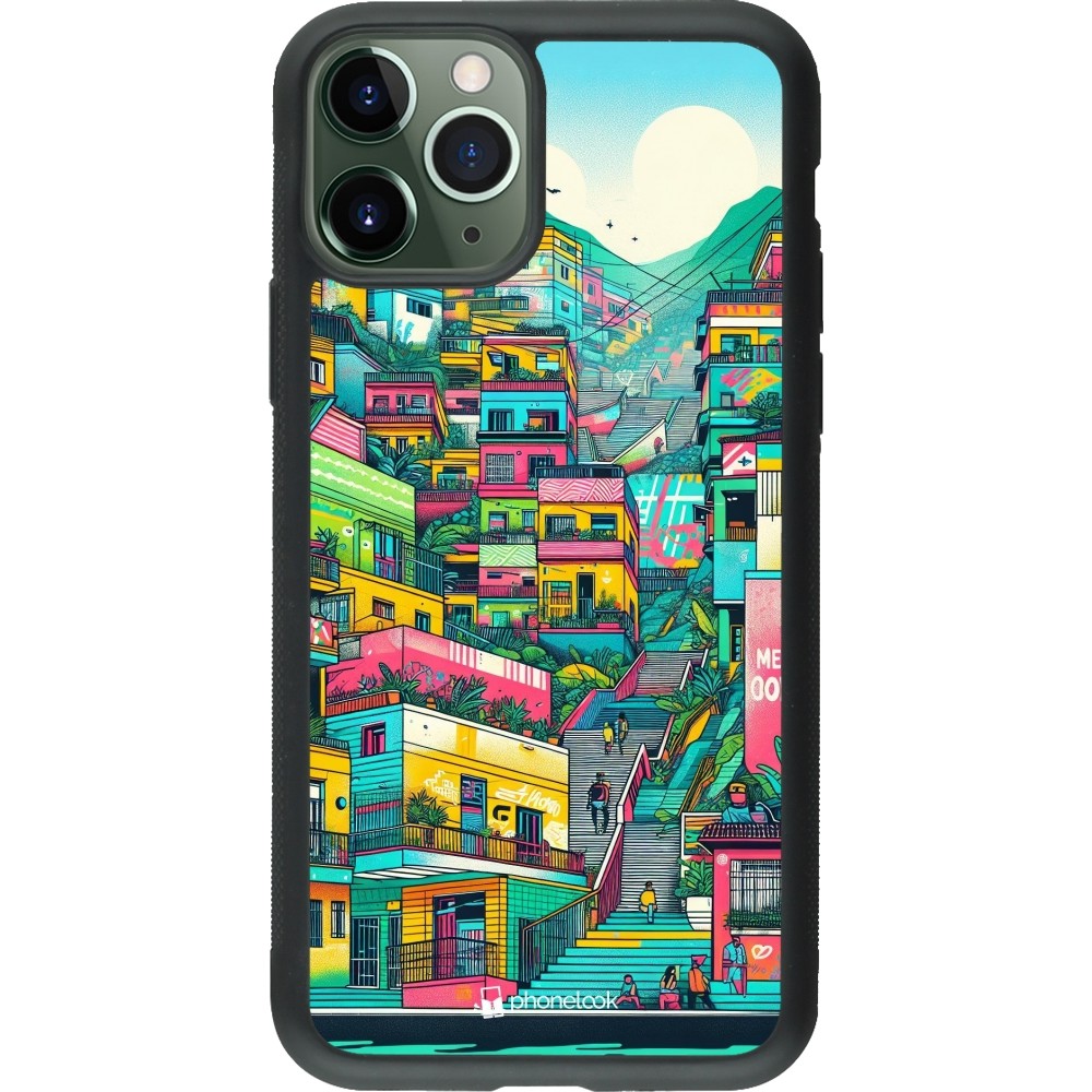 iPhone 11 Pro Case Hülle - Silikon schwarz Medellin Comuna 13 Kunst