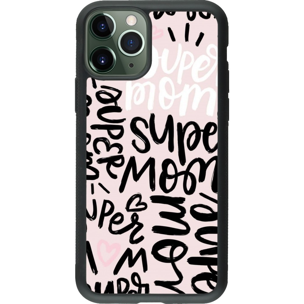 iPhone 11 Pro Case Hülle - Silikon schwarz Mom 2024 Super mom