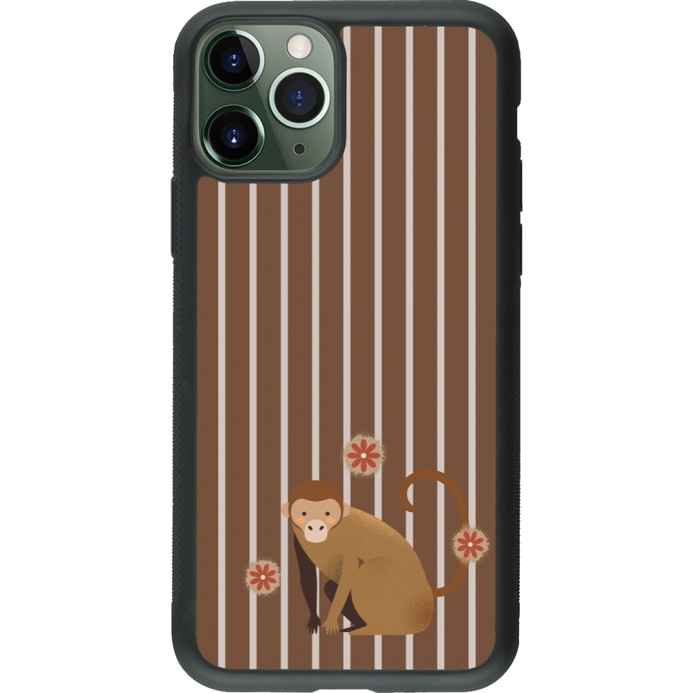 iPhone 11 Pro Case Hülle - Silikon schwarz Monkey with stripes