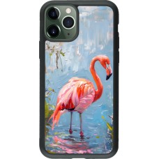 iPhone 11 Pro Case Hülle - Silikon schwarz Paint Flamingo