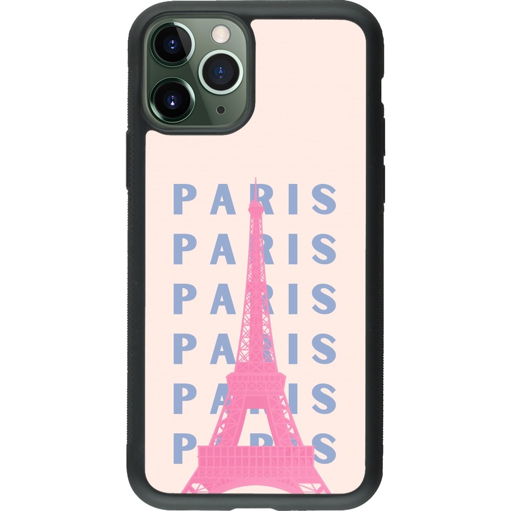 iPhone 11 Pro Case Hülle - Silikon schwarz Paris Pink Print