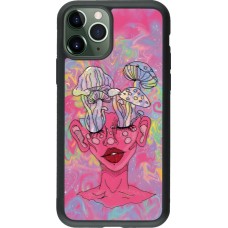 iPhone 11 Pro Case Hülle - Silikon schwarz Psychedelic pink mushroom
