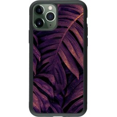 iPhone 11 Pro Case Hülle - Silikon schwarz Purple Light Leaves