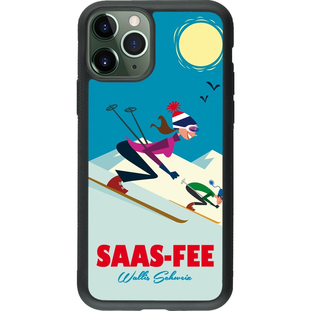 iPhone 11 Pro Case Hülle - Silikon schwarz Saas-Fee Ski Downhill