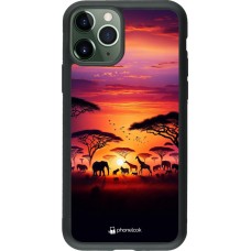 iPhone 11 Pro Case Hülle - Silikon schwarz Safari Sonnenuntergang Wildtiere