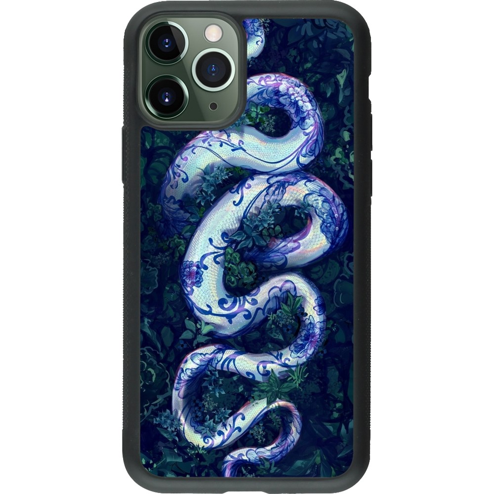 iPhone 11 Pro Case Hülle - Silikon schwarz Snake Blue Anaconda