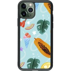iPhone 11 Pro Case Hülle - Silikon schwarz Summer 2025 Pattern papaya