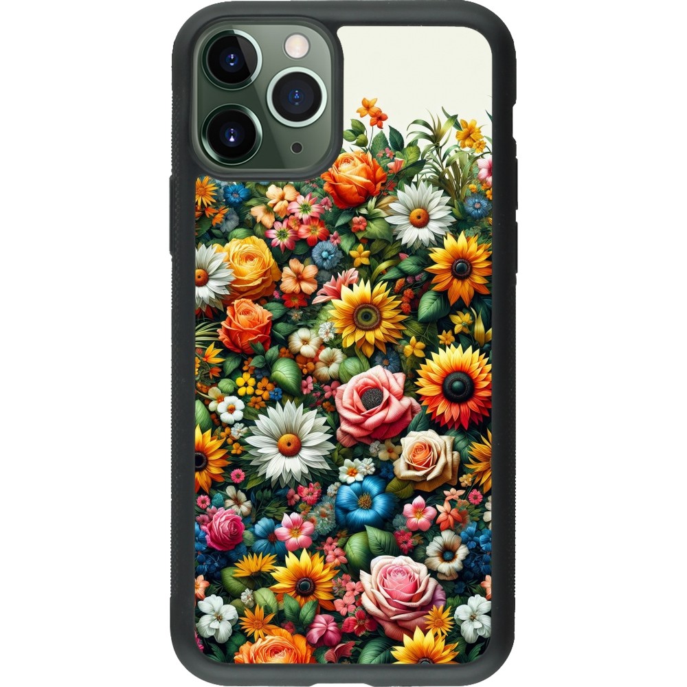 iPhone 11 Pro Case Hülle - Silikon schwarz Sommer Blumenmuster