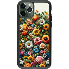 iPhone 11 Pro Case Hülle - Silikon schwarz Sommer Blumenmuster