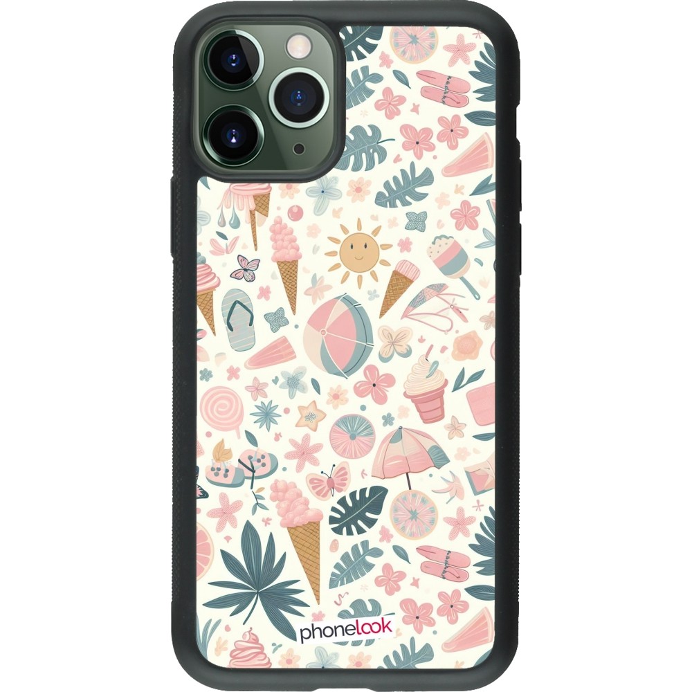 iPhone 11 Pro Case Hülle - Silikon schwarz Sommer Pink Muster