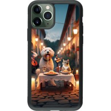 iPhone 11 Pro Case Hülle - Silikon schwarz Valentin 2024 Hund & Katze Kerzenlicht