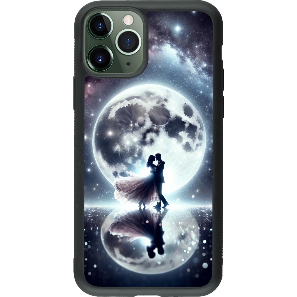 iPhone 11 Pro Case Hülle - Silikon schwarz Valentin 2024 Liebe unter dem Mond