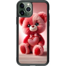 iPhone 11 Pro Case Hülle - Silikon schwarz Valentin 2024 Rosaroter Teddybär