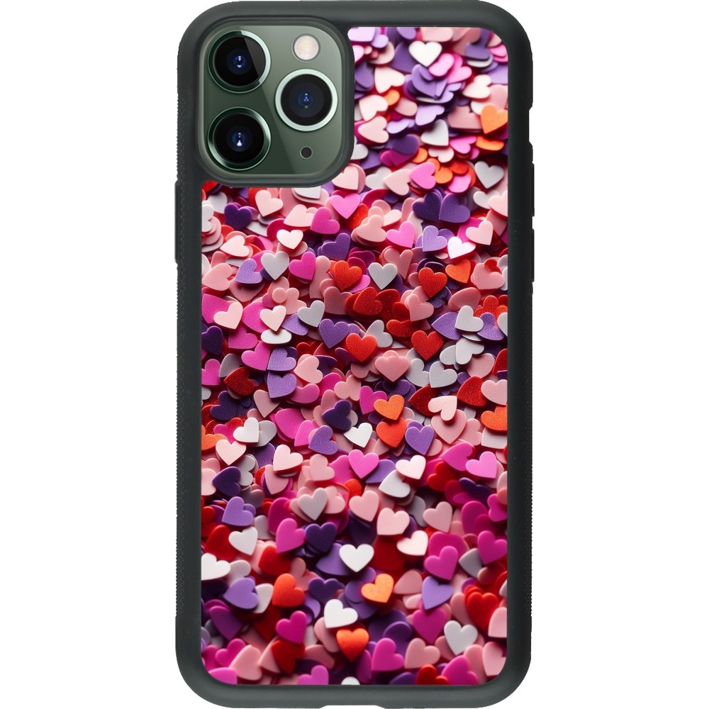 iPhone 11 Pro Case Hülle - Silikon schwarz Valentin 2025 Konfetti