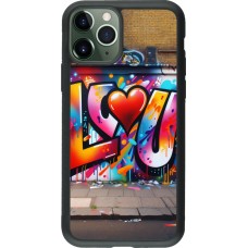 iPhone 11 Pro Case Hülle - Silikon schwarz Valentin 2025 Liebe U Tag