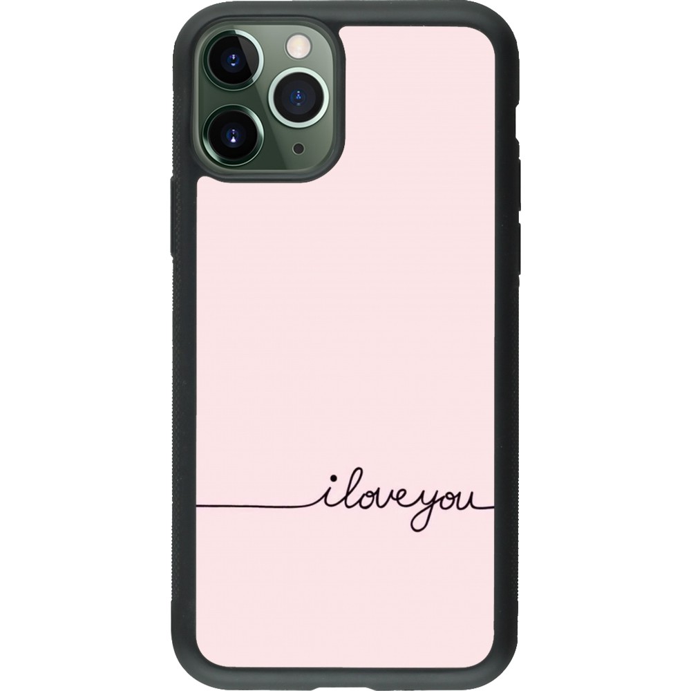 iPhone 11 Pro Case Hülle - Silikon schwarz Valentine 2023 i love you writing