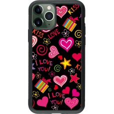 iPhone 11 Pro Case Hülle - Silikon schwarz Valentine 2023 love symbols