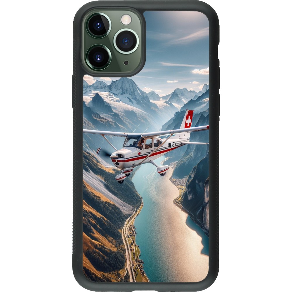 iPhone 11 Pro Case Hülle - Silikon schwarz Schweizer Alpenflug