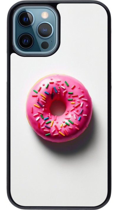 iPhone 12 / 12 Pro Case Hülle - Weisser Hintergrund, pinker Donut