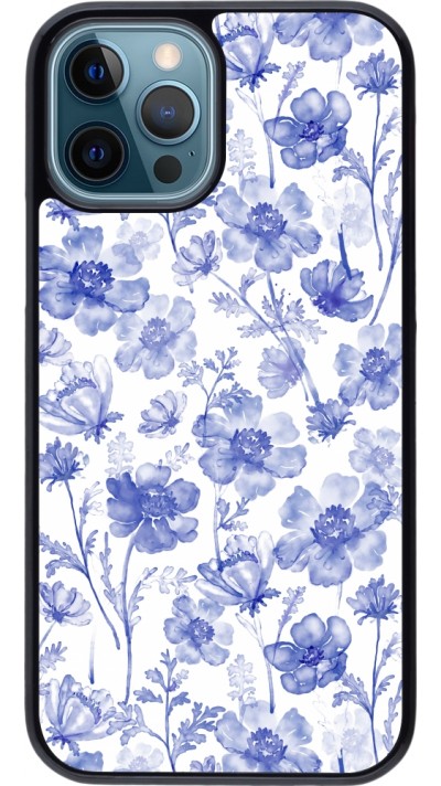 iPhone 12 / 12 Pro Case Hülle - Spring 23 watercolor blue flowers