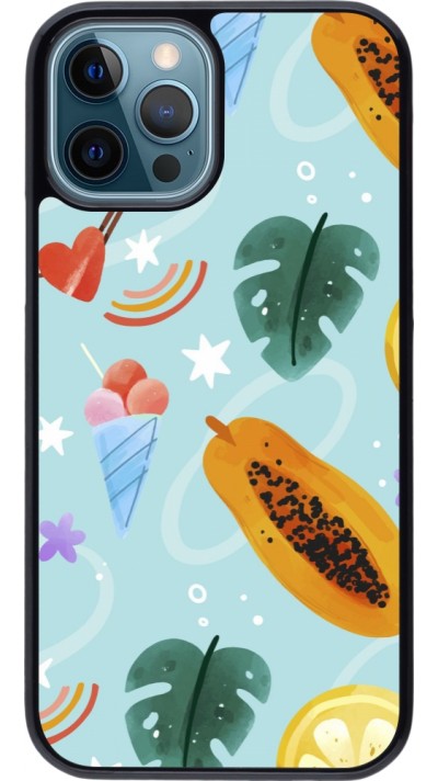 iPhone 12 / 12 Pro Case Hülle - Summer 2025 Pattern papaya