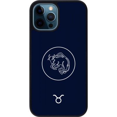 iPhone 12 / 12 Pro Case Hülle - Silikon schwarz Astrologie Stier