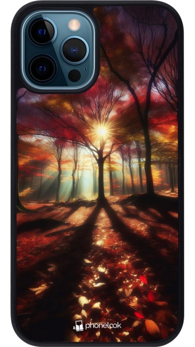 iPhone 12 / 12 Pro Case Hülle - Silikon schwarz Herbstlicher goldener Glanz