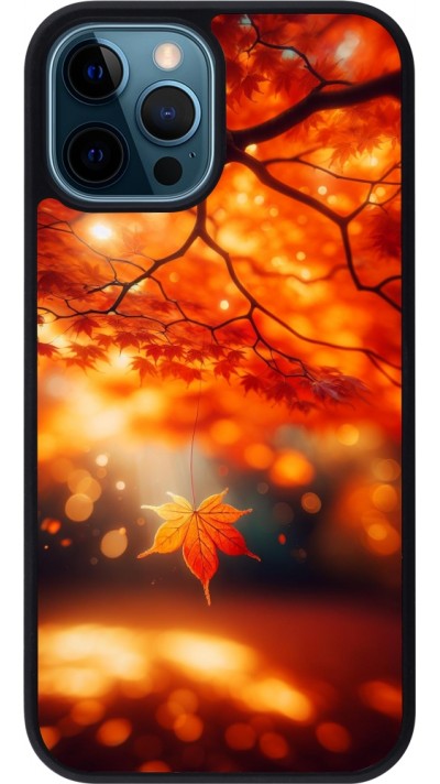 iPhone 12 / 12 Pro Case Hülle - Silikon schwarz Herbst Magisch Orange