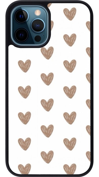 iPhone 12 / 12 Pro Case Hülle - Silikon schwarz Autumn 2024 brown hearts