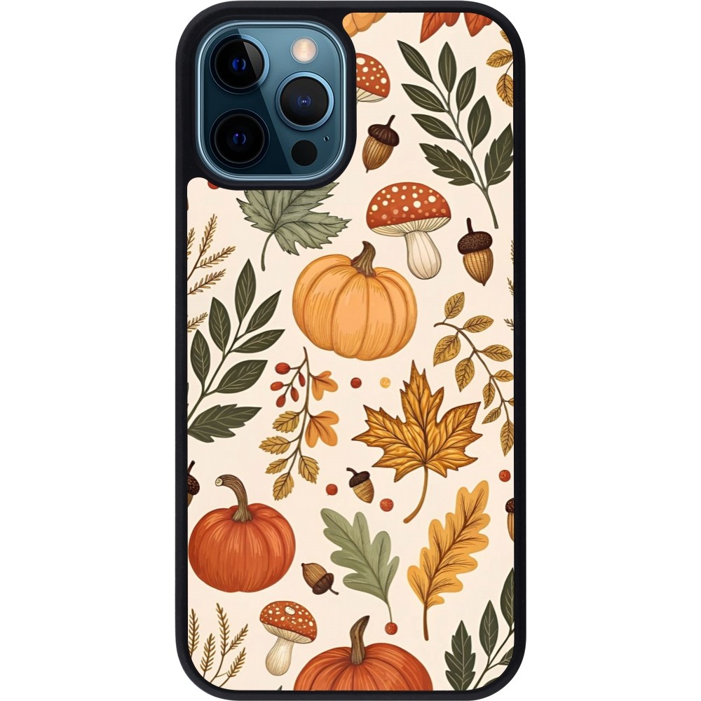 iPhone 12 / 12 Pro Case Hülle - Silikon schwarz Autumn 25 Autumn pattern